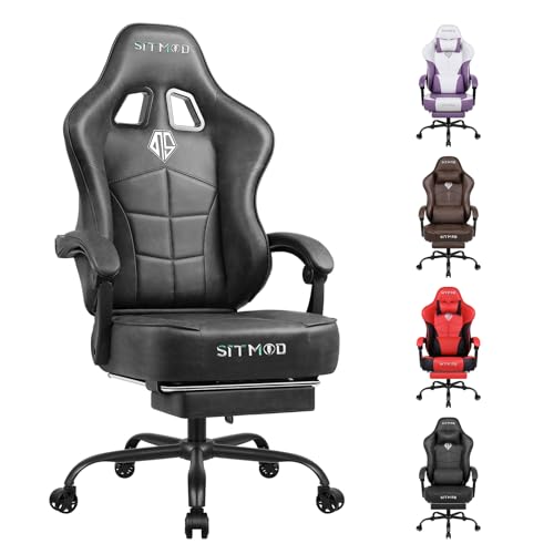 Ergonomic Gaming Chair with Footrest and Lumbar Support