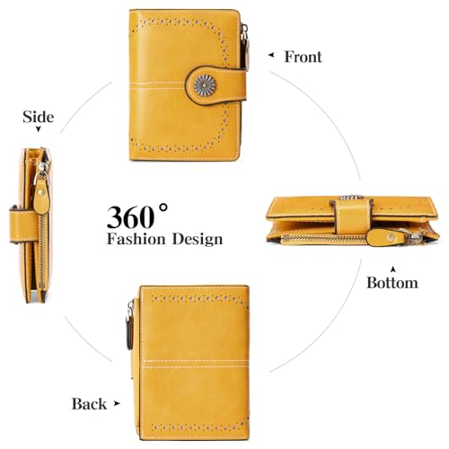 Image of Small Wallet for Women Bifold Credit Card Holder RFID Blocking with Zipper Pocket