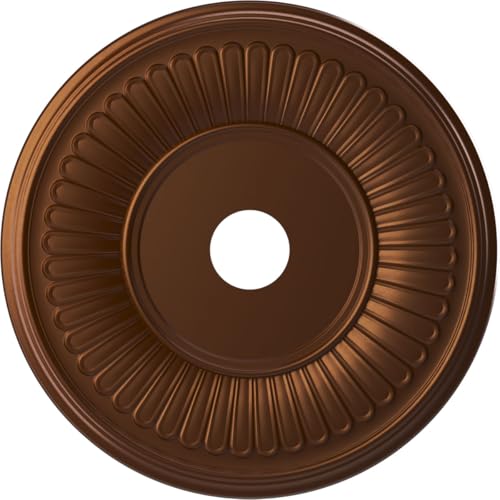Image of Ekena Millwork CMP22BECDC Berkshire Thermoformed PVC Ceiling Medallion (Fits Canopies up to 10 1 /8 inch), 22 inchOD x 3 1 /2 inchID x 1 inchP, Metallic Dark Copper
