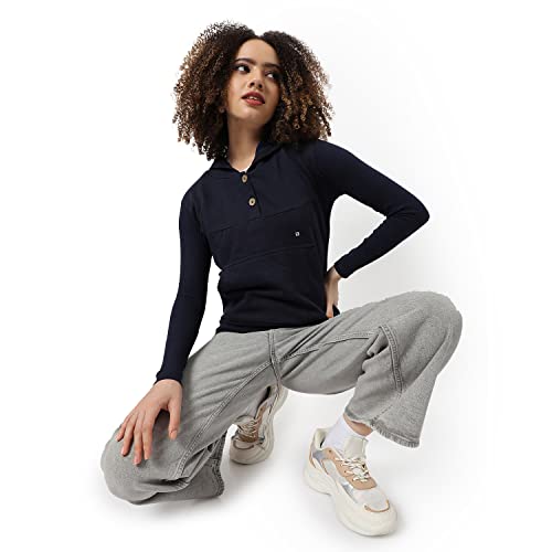 Image of Campus Sutra Women cotton Premium Zipper Hoodie-Grey