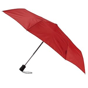 Lewis N. Clark Travel Umbrella Windproof & Water Repellent Fabric Automatic Open Close, Red