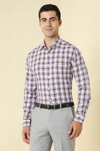 Image of Allen Solly Men's Small Check Casual Shirt | Regular Fit, Breathable Fabric, Versatile Daily Style