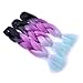 Jumbo Braiding Hair 3pcs (Black/Purple Pink/Light Green) Jumbo Braid Hair Ombre Colors Kanekalon Fiber