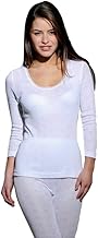 New Women's 100% Cotton Long Sleeve Thermal Spencer Underwear Round Neck Long Sleeved Vest T Shirt Tops White - Made in UK - Size S-3XL