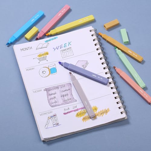 Image of Mr. Pen na aesthetic highlighters, 8 pcs, chisel tip, mixed colors, bible markings without bleeding