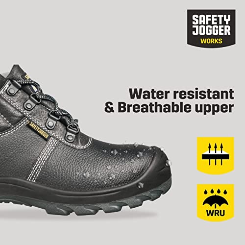 Image of SAFETY JOGGER Safety Boot - BESTBOY - Steel Toe Cap S3 /S1P Work Shoe for Men or Women, Anti Slip Puncture Resistant Steel Sole, Shock Absorbing, Water and Oil Repellant Safety Shoe, Black Leather