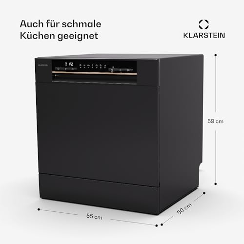 Klarstein Table Top Dishwasher, 8 Place Setting Mini Dishwasher, Quiet Operation Countertop Dishwasher w/ 6 Washing Programs, Compact Tabletop Dishwasher, Easy To Install Homes/Office Small Dishwasher - Image 3