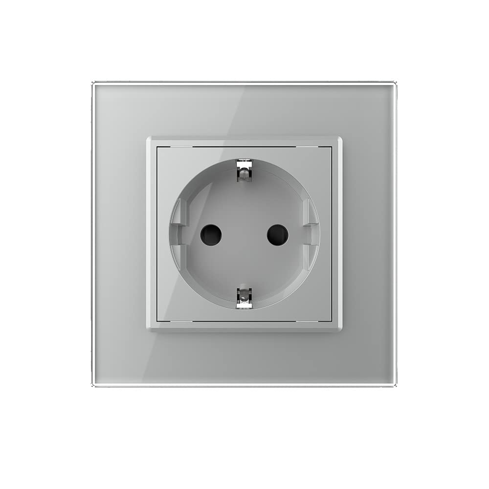 Livolo VL C7EU 1WF 15   Presa elettrica con coperchio e protezione IP44, colore: Grigio