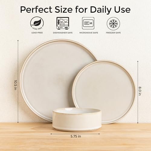 AmorArc Ceramic Dinnerware Sets, Handmade Reactive Glaze Stoneware Plates and Bowls Sets,Highly Chip and Crack Resistant | Dishwasher & Microwave Safe Dishes Set, Service for 6 (18pc)