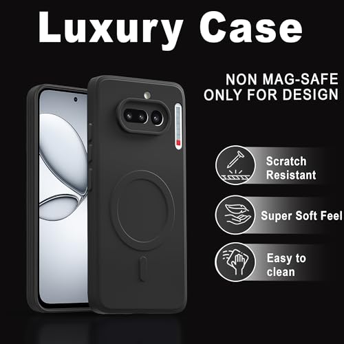 Image of Hupshy Back Cover for Nothing Phone 4a 5G Soft Matte Silicone Mag-Safe Design (Mag-Safe Not Support) Camera Protection | Slim Fit Bumper Cover (Black)