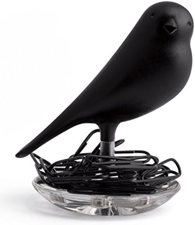 Qualy Nest Sparrow Paper Clip Holder - Black image 3