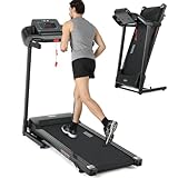 ISE Cinta de Correr eléctrica Plegable Pro, Motor silencioso 2HP, con LCD Pantalla, sensores de Pulso, 1-14KM/H con 12 programas de Ejercicio, Ajuste Manual de la inclinación, MAX.120kg