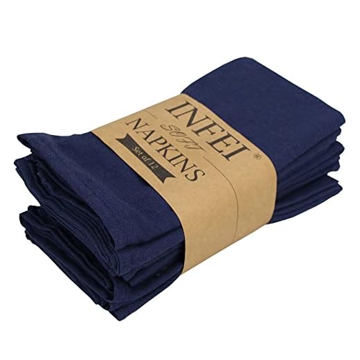 INFEI - Servilletas de Lino y algodón para vajilla, Suave, Color Liso, Juego de 12 (40 x 40 cm) - para Eventos y Uso doméstico, Azul Marino, 40 x 40 cm