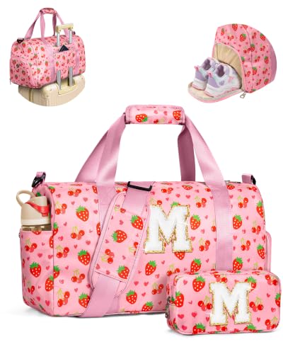 Elilier Kids Duffle Bag, 6 7 8 9 10 Year Old Girl Birthday Gift, Letter M