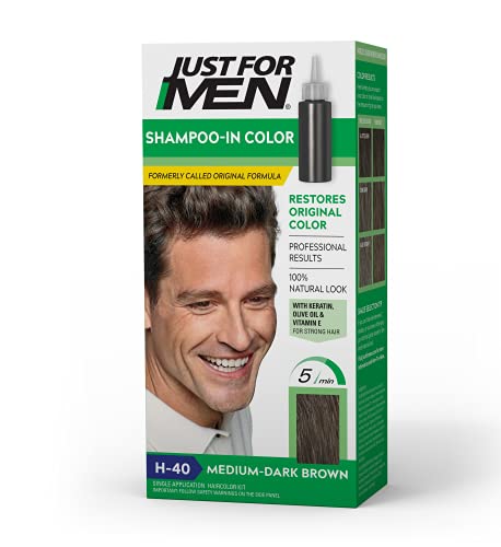 Just For Men Shampoo-In Color (Formerly Original Formula), Mens Hair Color with Keratin and Vitamin...
