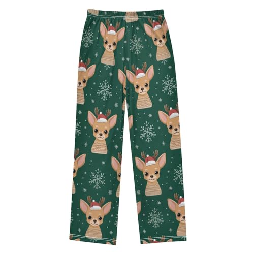 Chihuahua Snowflake Boys Long Pants Soft Trousers Elastic Waist Kids Lounge Bottoms with Pockets S-XL2