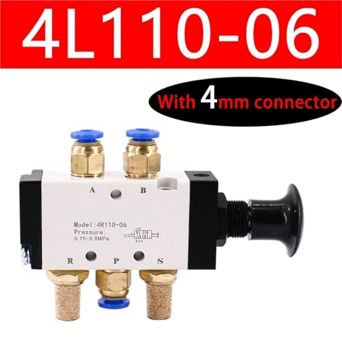 Vanne pneumatique 4L110-06 distributeur manuel 5 voies raccord 4mm - 3