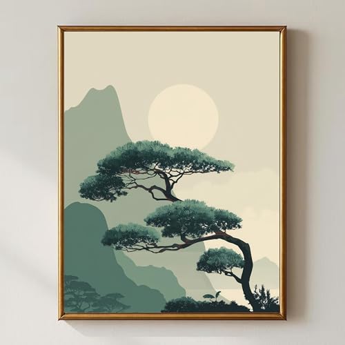 Art mural paysager japonais et images de paysage de montagne