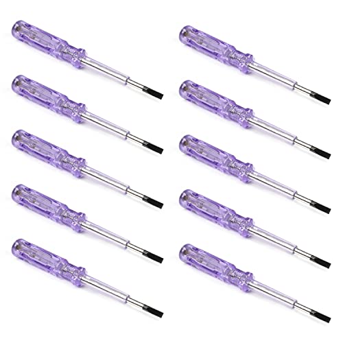 Fielect 10pcs Voltage Tester Voltage Detector Pen Circuit Tester Tool Steel Batch Slotted Test Pencil JRDB-168 AC/DC 100-500V Clear