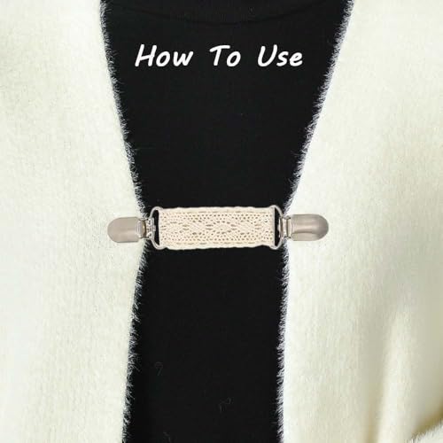 Image of 4PCS Sweater Dress Cinch Clip&Hat Clip,Shirt Ties Clips for Women,Mitten Clips,Clothes Clips,Waist Cincher Clip,Scarf Clip,Shawl Clips for Women Girls Clothing Decoration (Lace)
