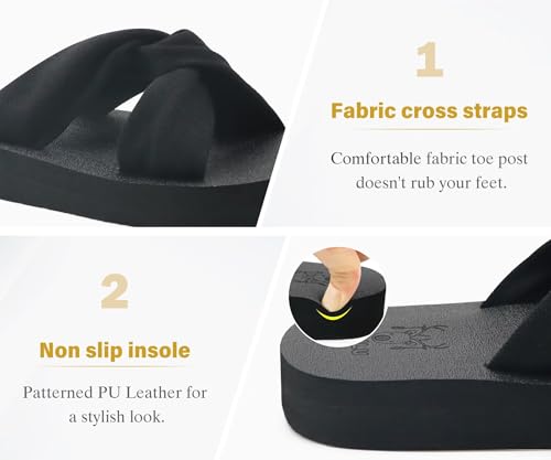 KuaiLu Womens Dressy Sandals with Arch Support Yoga Mat Comfortable Cushion Walking Criss Cross Slides Summer Beach Slip On Indoor Outdoor Slippers4