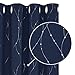 Deconovo Lot de 2 Rideaux Occultants Thermique Rideaux Motif Point Argenté à oeillet pour Chambre Bebe 117x138cm Bleu Marine