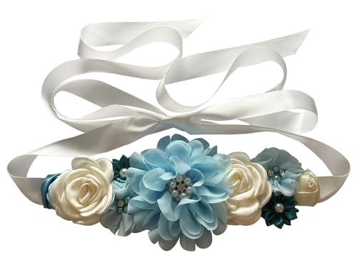 Baby Shower Sash for Mom Flower Maternity Sash Pregnancy Belt for Gender Reveal