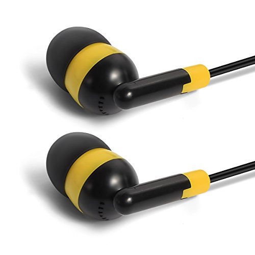 Keewonda Kids Earbuds Bulk Earbuds - 100 Pack Childrens Ear Buds Earphones School Classroom Student Headphones For Teen Girls Boys - Black/Yellow #TOP2