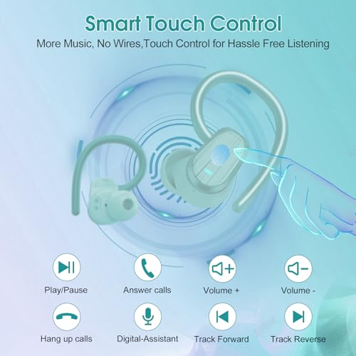 Image of Wireless Earbuds Bluetooth 5.4, 50H Playtime Sport Earphones with Earhooks