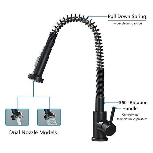 Robinet de cuisine à double mode spray et rotation 360 degrés pour évier moderne - 6