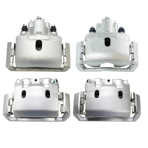 Image of TRQ Front and Rear Brake Caliper Set Zinc Coated Brackets Hardware Compatible with 2003 Dodge Ram 3500 Van