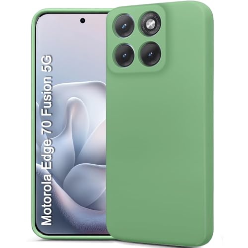 Image of TheGiftKart Genuine Liquid Silicone Back Cover Case for Motorola Moto Edge 70 Fusion 5G | Soft Micro-Fibre Lining Inside | Camera Protection Bump | Shockproof Back Cover Case (Silicone, Green)