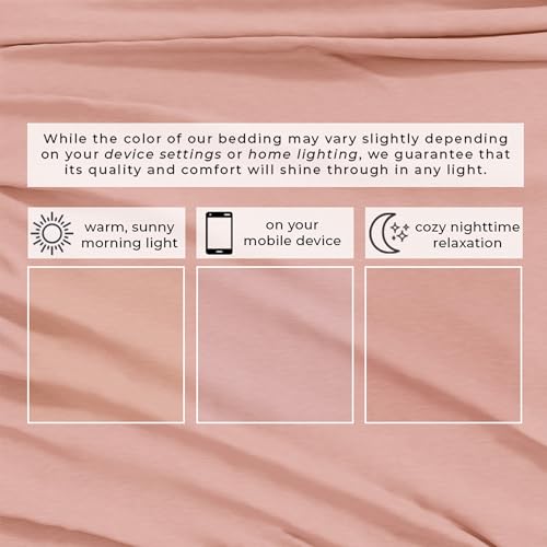 Image of Great Bay Home Cotton Jersey Knit Full Sheet Set - Ultra-Soft, Stretchy, Heathered Melange Bed Sheets - Cozy, Soft T-Shirt Sheet & Pillowcase Set (Blush Pink)