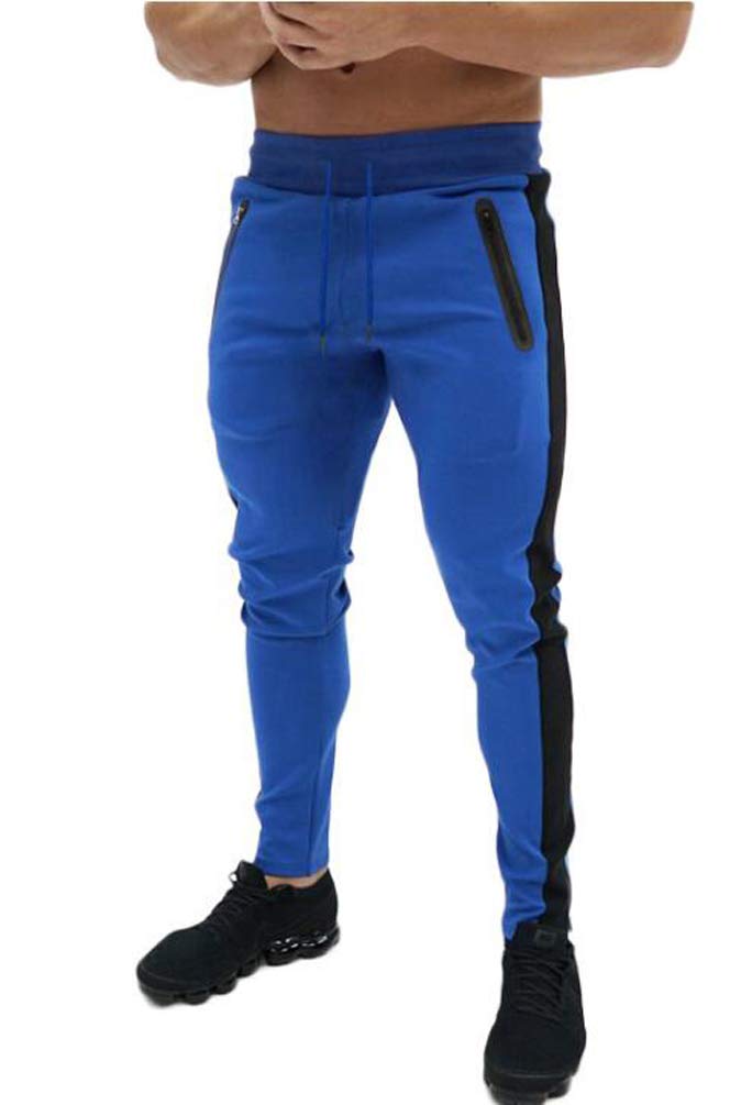 Huixin Męskie spodnie dresowe slim fit spodnie sportowe fitness spodnie rekreacyjne chłopięce spodnie dresowe w paski spodnie dresowe joggery, NIEBIESKI, L