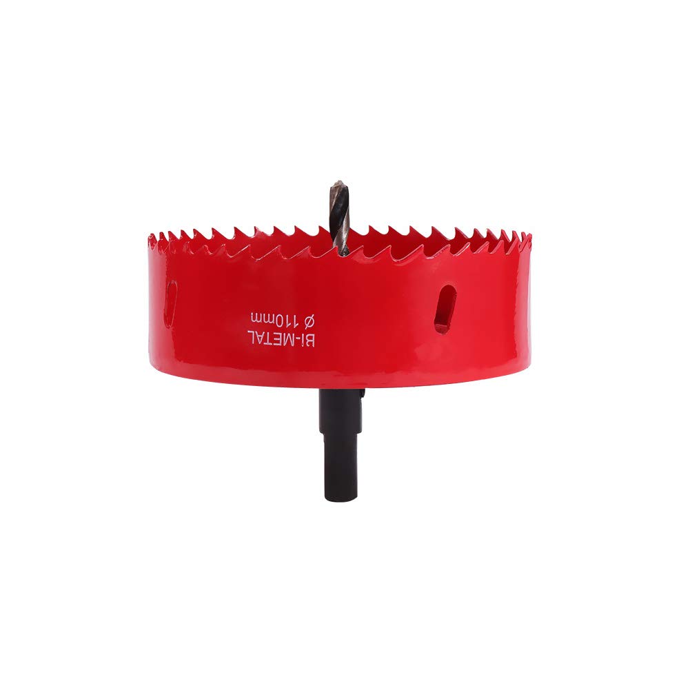 Utoolmart 110mm Bi-Metal Hole Saw M42 High Speed Steel Holesaw Blade 25mm Cutting Depth Opener Cutter Drill Bit with Triangular Handle for Wood Sheet Metal Plastic Fiberboard — image 1