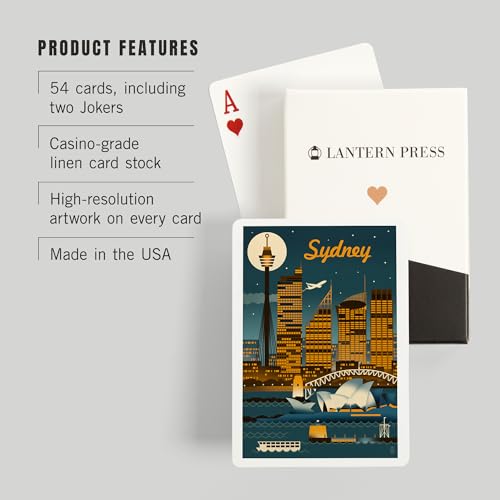 Baraja de Poker Sydney Australia Retro Skyline 52 Cartas miniatura 3