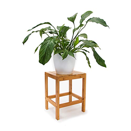 Relaxdays Tabouret en bambou Table pour plantes tabouret salle de bain HxlxP: 40 x 28 x 32 cm table...