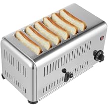 1680W 6-Slice Toaster, Commercial Bread Baking Machine Extra-Wide Slot Bread Toaster with 5 Shade Settings for Toasting Bagels, Waffles, Puff Pastry, AC110V 60HZ