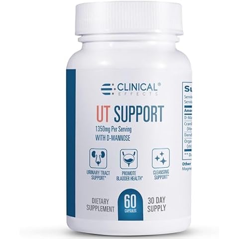 Clinical Effects UT Support - Natural Cleanse and Urinary Tract Health Support - D-Mannose, Dandelion, Hibiscus and Cranberry Pills for Women - 60 D Mannose Capsules - Made in The USA Cover