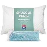 Snuggle-Pedic King Size Shredded Memory Foam Sleeping Pillow - Cooling Supportive Neck & Spine Alignment for Side Sleepers, Maternity Relief, Posture Correction & Dorm Use - USA Quality