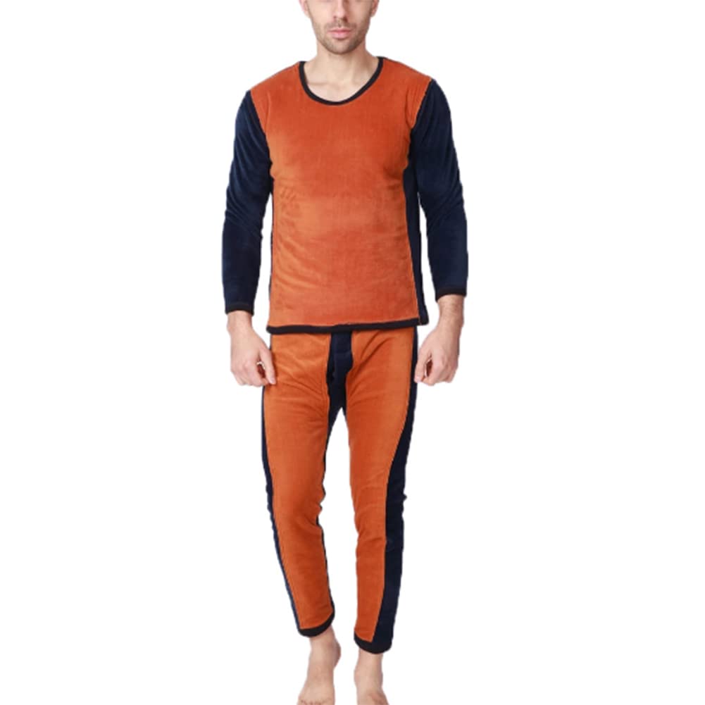 Men's Thermal Underwear Set breathable inner fleece ski underwear Crew Neck Ski Underwear for Winter XL-9XL