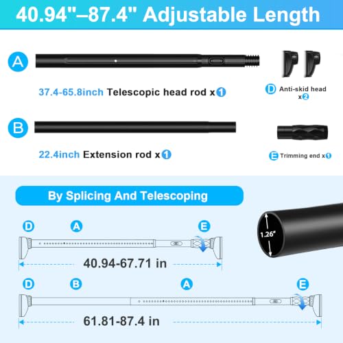 Image of Black Closet Rods For Hanging Clothes,41-87 In heavy duty tension rod