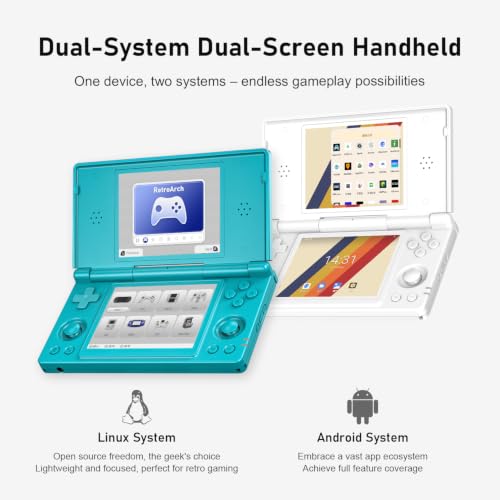 Image of Anbernic RG DS Dual System Handheld Game Console 32GB TF Card Preloaded, Android 14 + Linux Retro Gaming Console, Dual Screen 4 inch IPS Display, WiFi Bluetooth, Portable Emulator Console (Black)