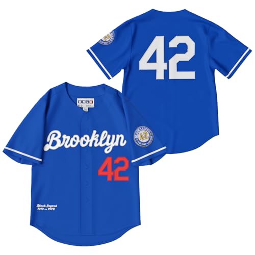 UNLC Jackie Robinson #42 Baseball Jersey – Embroidered Throwback with Legacy Patch, Blue, Stitched...