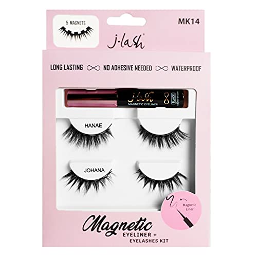 j-lash Magnetic Eyeliner and Eyelashes Kit MK14 2 Pairs of Eyelashes and Magnetic Liner