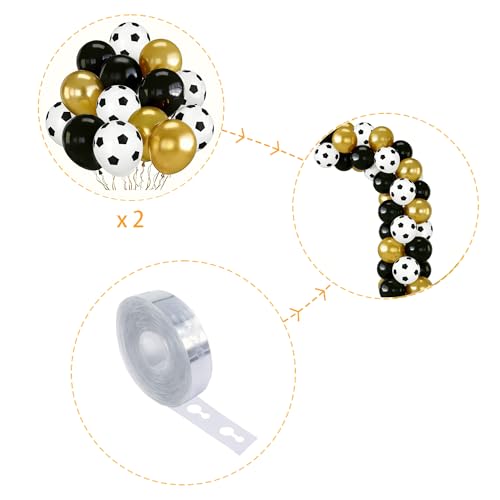 Image of Soccer Balloons Black Golden, 70pcs Soccer Balloons for World Cup decorations Birthday