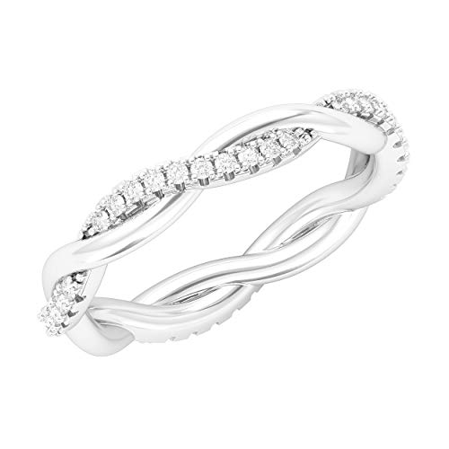 Sterling Silver Petite Twist Full Eternity Ring Simulated Diamond or Moissanite Interwind Wedding Band Matching Ring2
