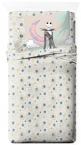 Jay Franco Disney Nightmare Before Christmas Twin Size Sheet Set - Super Soft 3 Piece Bedding Set - Jack Skellington Microfiber Sheets Includes Reversible Pillow Covers