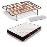 Este pack incluye el colchón MEMORY FRESH 3D + Almohada de fibra resinada + Somier con patas más ruedas