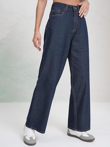 Image of Tokyo Talkies Women's Wide Leg Flared Jeans| Mid-Rise| Jeans Pant